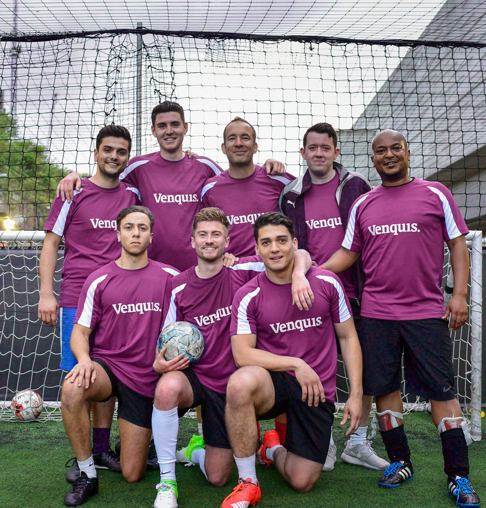 Venquis football team in branded merchandise